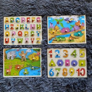 Set of 7 Wooden Puzzles, 12x9